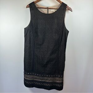 Ann Taylor LOFT Black A-Line Lace Overlay Lined‎ Dress Sleeveless Lined 16
